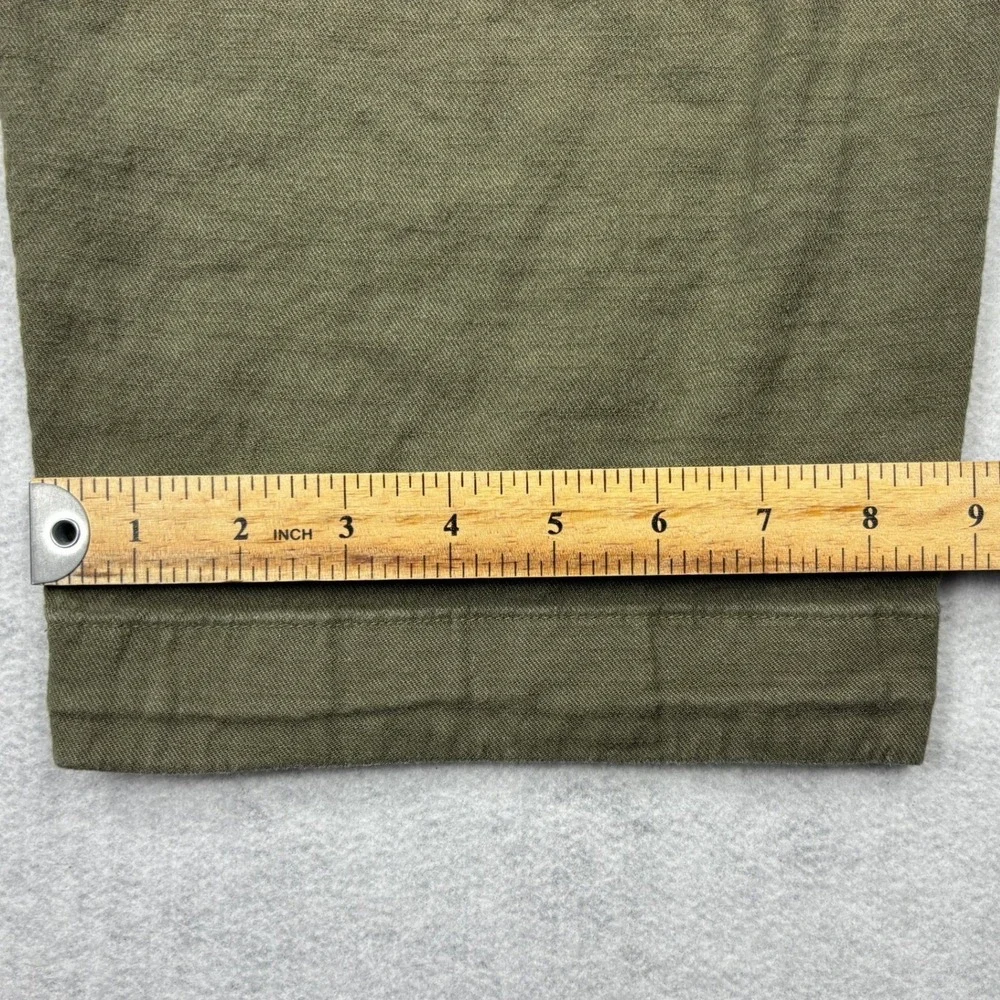 Everlane Pants Womens 6 Green Linen Pleated Curve Barrel Trousers European Flax